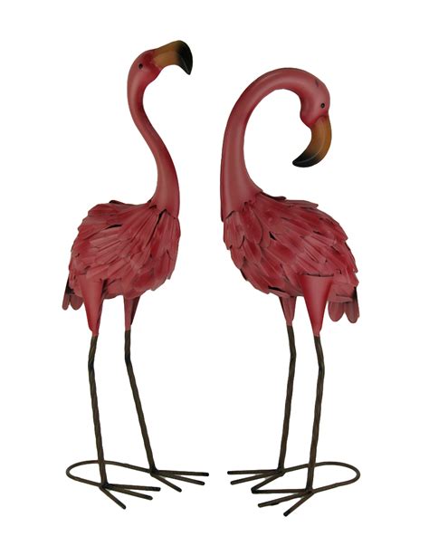 They look so pretty in my garden. Set of 2 Decorative Metal Pink Flamingo Yard Statues ...
