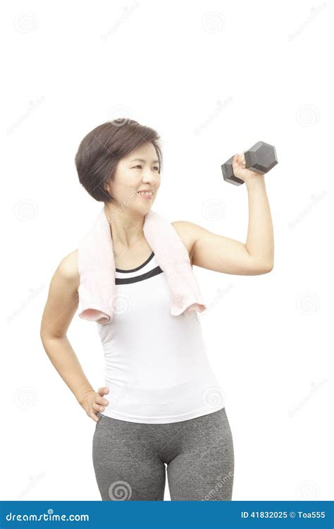 Healthy Fitness Middle Aged Asian Woman Smiling Stock Image Image Of