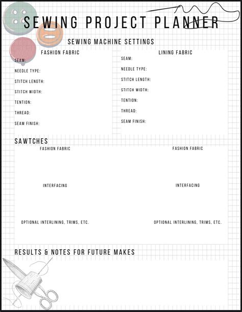 Printable Pdf Instant Download Sewing Project Planner Etsy