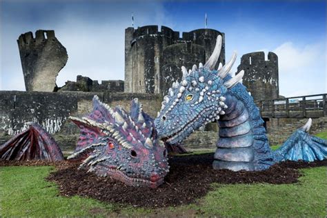 Dragon Returns To Caerphilly Castle Home With Female Friend