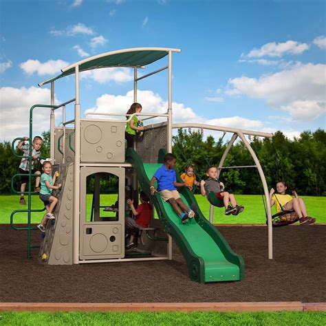 Backyard Discovery Castle Grey Metal Swing Set And Outdoor Playground