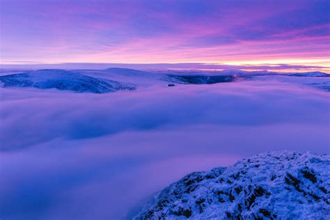 Gambar Horison Gunung Salju Musim Dingin Awan Langit Matahari