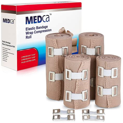 Elastic Compression Bandage Wrap Premium Quality Set Of 4 With