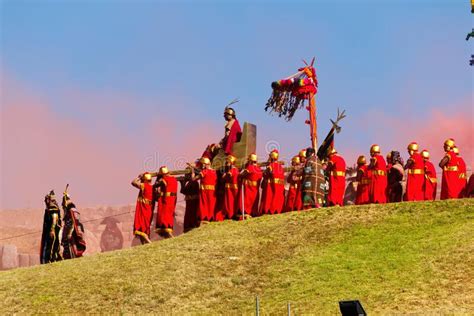 Inti Raymi Festival Cusco Peru South America King Procession Editorial