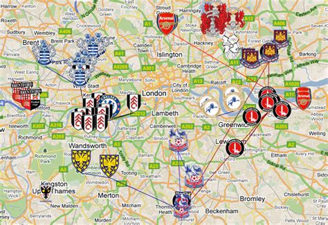 London Map Football Clubs