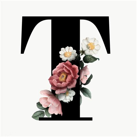 Download the perfect letters pictures. Classic and elegant floral alphabet font letter T ...