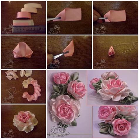 diy pretty satin ribbon roses free tutorial