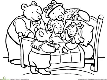 Goldilocks and the three bears coloring pages. Color Goldilocks and the Three Bears | Worksheet ...