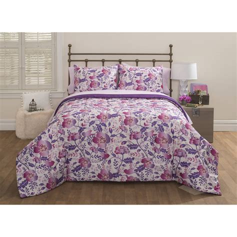 Latitude Purple Flowers Boutique Comforter Bedding Set W Reversible