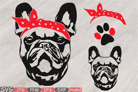 French Bulldog Svg Head Clipart Printable On Black Vector Graphic