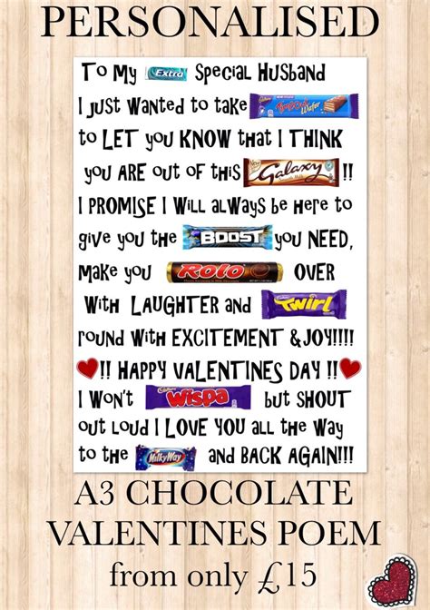 VALENTINES Chocolate LOVE POEM Can Be Adapted And Personalised By