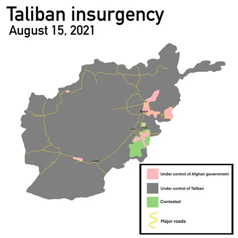 Map Of The Taliban Insurgency As Of Today Taliban Controls All Key