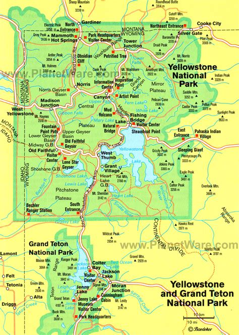 Usa Experience Carte Du Yellowstone National Park Wyoming