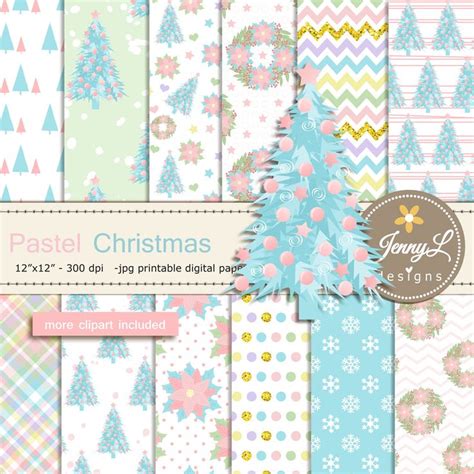 Pastel Christmas Digital Paper Pack