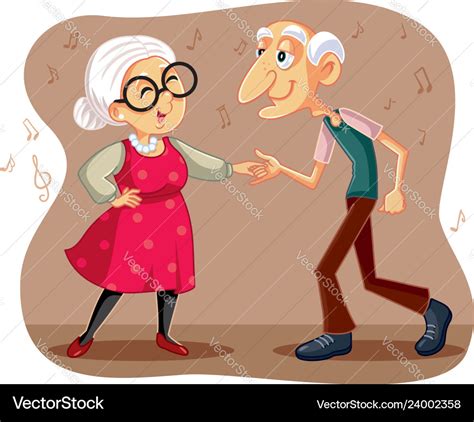 Funny Elderly Couple Dancing Cartoon Royalty Free Vector