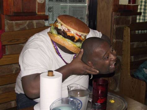 Black Fat Man Eating Burger Guitar Rabuho
