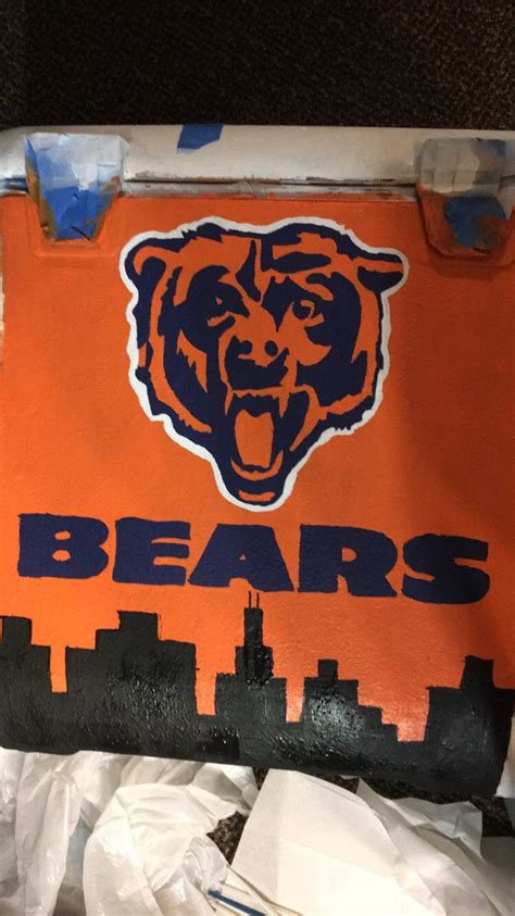 Creating a good fraternity formal. Chicago Bears painted Cooler | Bear paintings, Fraternity ...