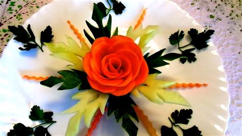 How To Make Carrot Rose Flower Cucumber Garnish Leaf And Vegetable