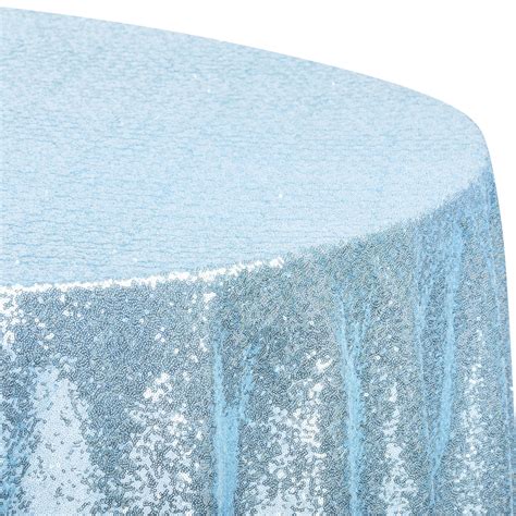 Glitz Sequins 120 Round Tablecloth Baby Blue Cv Linens