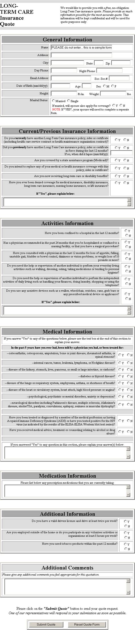 Agent - Long-Term Care Insurance Quote Form
