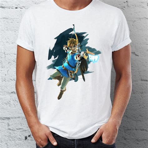 Mens T Shirt Breath Of The Wild Link Artsy Zelda Gaming Tee In T