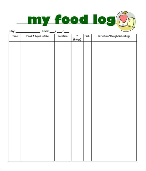 Weekly food journal template simple log pdf margines info. FREE 16+ Sample Printable Food Log Templates in PDF | MS ...