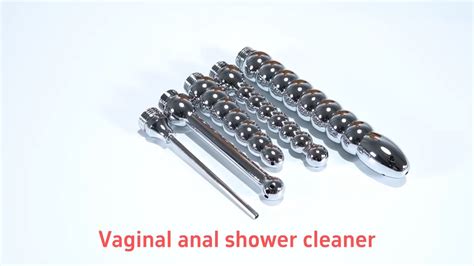 Detachable Anal Cleaner Aluminum Shower Enema With Nozzle Hollow Anal Beads Vagina Douche Clean