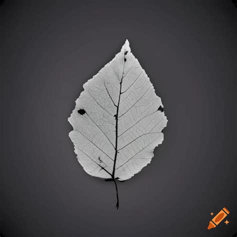 Silhouette Of A White Aspen Leaf On Grey Background