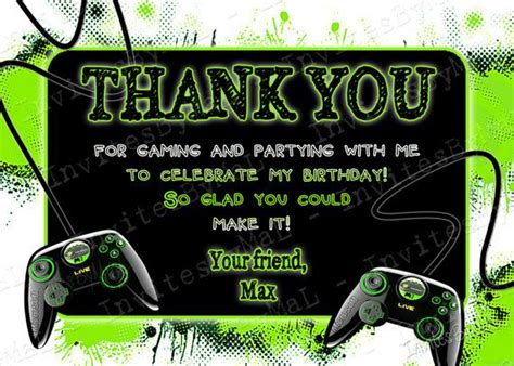 Video Game Party Thank You Card With Or Without By Invitesbymal 1000 Video Game Party