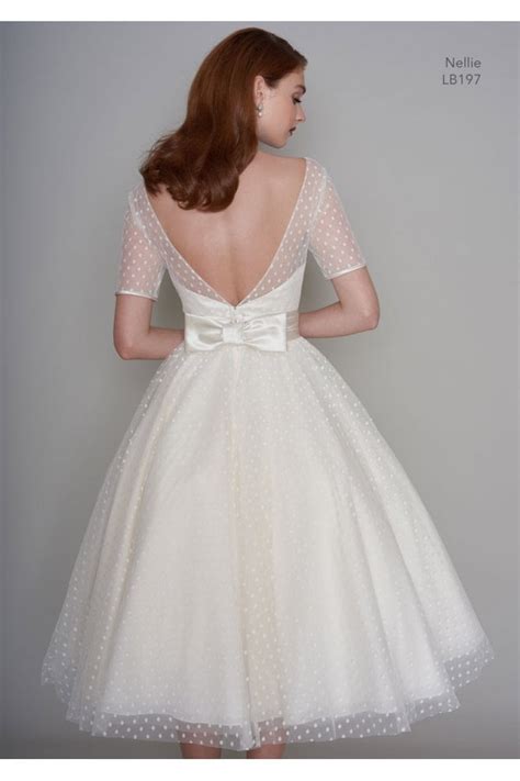 Lb197 Nellie 1950s Tea Length Polka Dot Short Vintage Wedding Dress