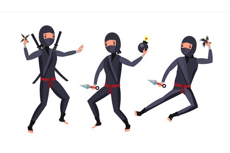 Find the perfect ninja warrior black stock vector image. Ninja Warrior Vector. Black Suit. Showing Different ...