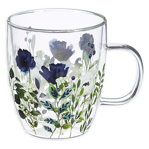 Add a splash of color to your morning coffee or tea ritual! Evergreen Flowers Double Wall Glass Cafa Cup Clear in 2020 ...