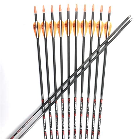 12pcs Spine350 900 Pure Carbon Arrow 30inch Id42mm Point Tips 80gr 1