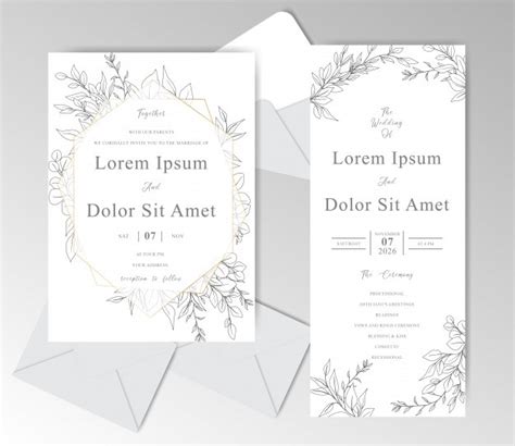 Premium Vector Romantic Hand Drawn Wedding Invitation Cards Template