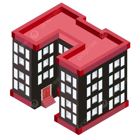 Gambar 2 5d Bahan Ai Bangunan Rumah Atap Datar Merah Dan Hitam 25d