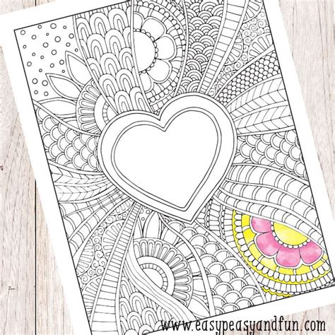 Doodle Heart Coloring Page Easy Peasy And Fun