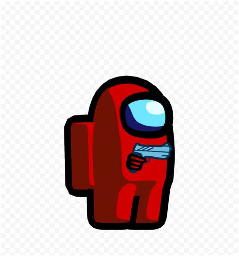 Hd Red Among Us Character With Hand Gun Hand Png Citypng