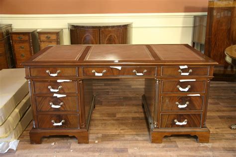High End Leather Top Executive Mahogany Office Desk