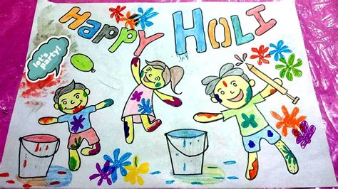 Holi Festival Drawing For Kidshow To Draw Holi Drawing For Kidsholi