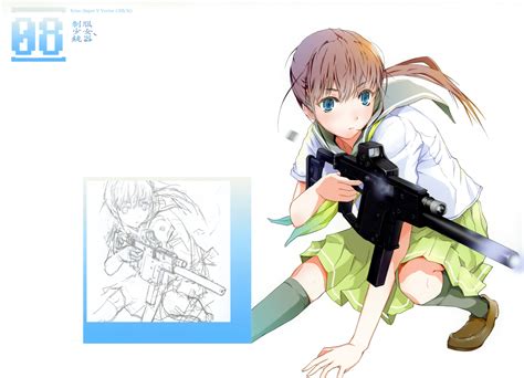 Blue Eyes Fuyuno Haruaki Gun Original School Uniform Sketch Weapon