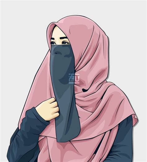 Vector Hijab Niqab Cadar Gambar Kartun Gambar Animasi Kartun