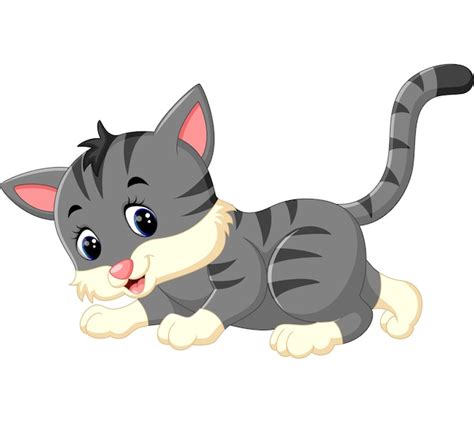 Lindo Divertido Personajes De Dibujos Animados Gato Vector Premium Images