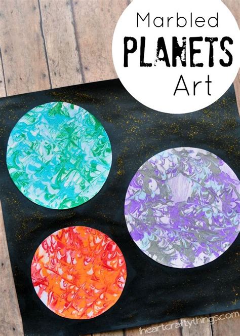 Preschool Space Craft Marbled Planets Art Space Art Projects Space