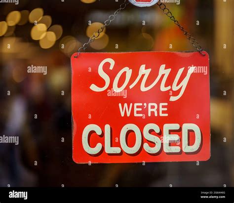 Closed Sign Sorry Were Closed Notice Sorry Were Closed Sign Stock