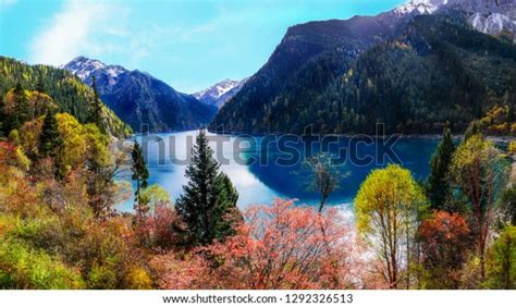 Panoramic Colorful Scenery Long Lake Forest Stock Photo Edit Now