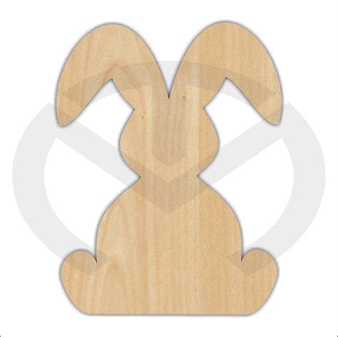 Unfinished Wood Bunny Rabbit With Two Floppy Ears Laser Cutout Wreath