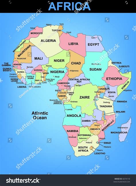 Political Illustrated Map Of Africa Stock Vector Illustration 6074110