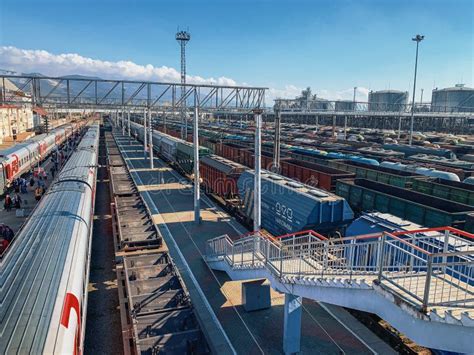 Novorossiysk Russia Circa November 2018 Many Cargo Freight Trains