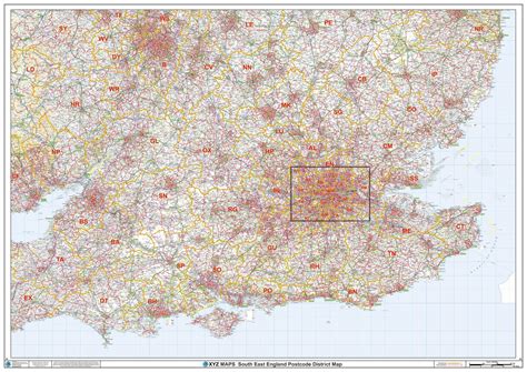 South East England Postcode District Wall Map D Map