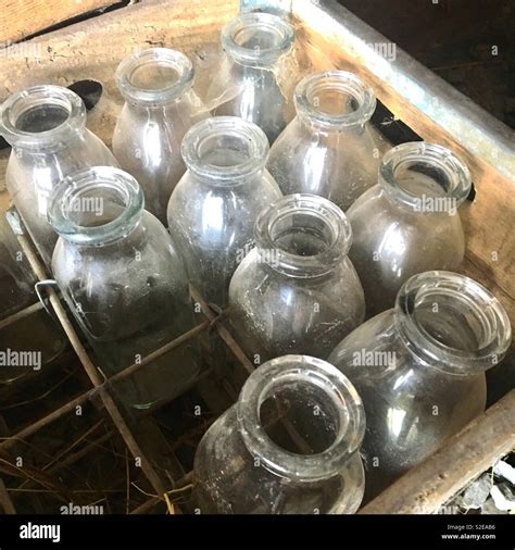 Old Glass Milk Bottles Stock Photo Alamy